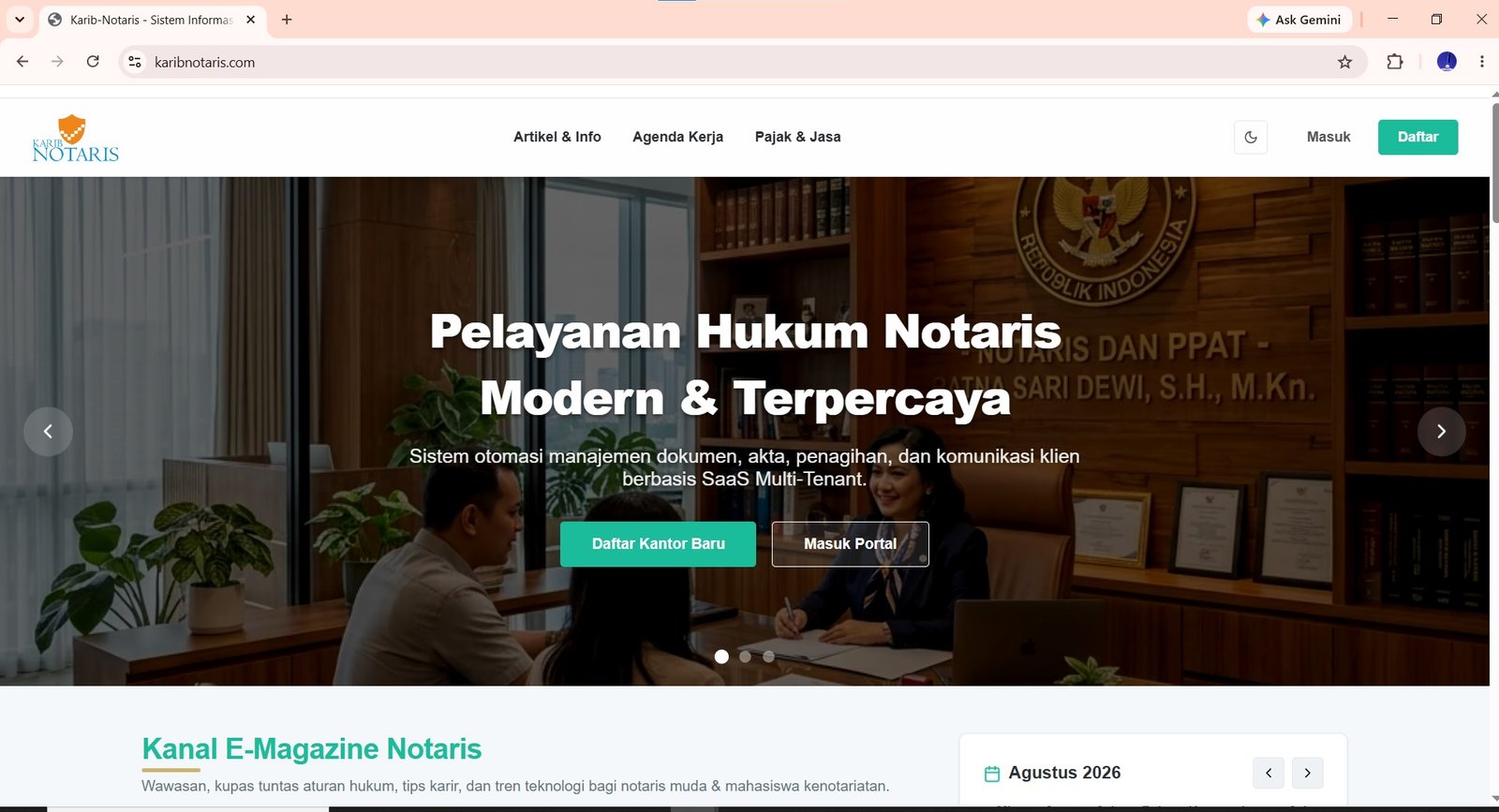 Dashboard Utama Karib Notaris